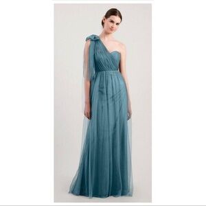 Jenny Yoo Collection Annabelle Convertible Bridesmaid Dress Vintage Teal SZ 10